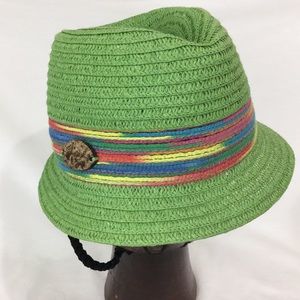 Vibrant Green Panama Jack Fedora multicolor band